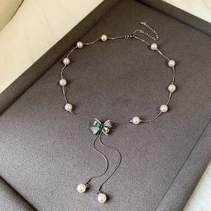 GOLICC Zircon Butterfly Pearl Necklace